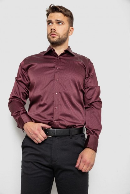 Рубашка мужская  -уценка, цвет бордовый, 214R3061-U