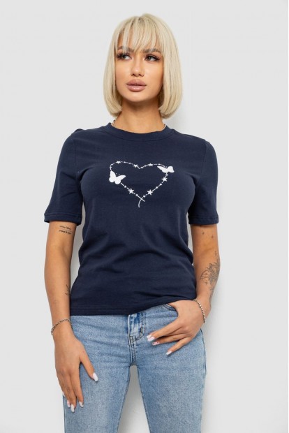 Футболка жіноча з принтом, колір синій, 241R125