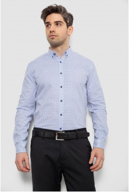 Мужская рубашка с принтом, цвет белый, 186R7070
