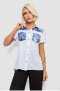 Сорочка класична з принтом, колір біло-синій, 230R7211 - фото № 0