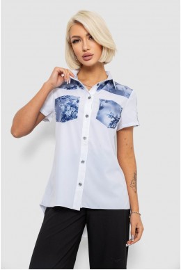 Сорочка класична з принтом, колір біло-синій, 230R7211