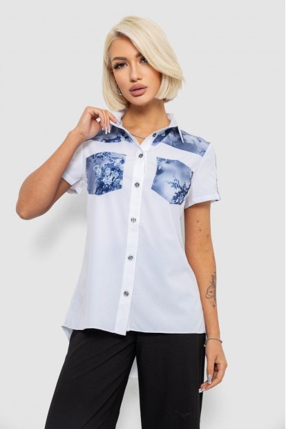Сорочка класична з принтом, колір біло-синій, 230R7211