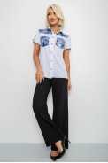 Сорочка класична з принтом, колір біло-синій, 230R7211 - фото № 1