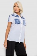 Сорочка класична з принтом, колір біло-синій, 230R7211 - фото № 2