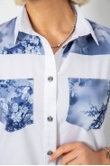 Сорочка класична з принтом, колір біло-синій, 230R7211 - фото № 4