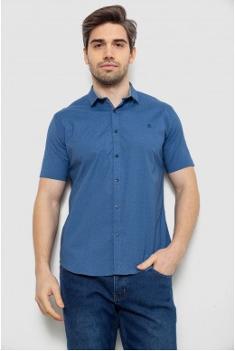 Сорочка чоловіча однотонна з принтом, колір синій, 186R6917-5