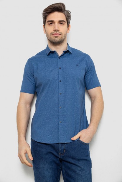 Сорочка чоловіча однотонна з принтом, колір синій, 186R6917-5