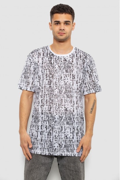 Футболка чоловіча з принтом, колір біло-чорний, 244R7032