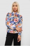 Блуза с цветочным принтом, цвет голубой, 230R226 - фото № 0