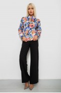 Блуза с цветочным принтом, цвет голубой, 230R226 - фото № 1