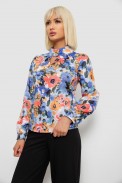 Блуза с цветочным принтом, цвет голубой, 230R226 - фото № 2