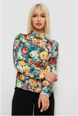 Блуза с цветочным принтом, цвет зеленый, 230R226