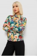 Блуза с цветочным принтом, цвет зеленый, 230R226 - фото № 2