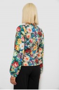 Блуза с цветочным принтом, цвет зеленый, 230R226 - фото № 3