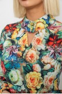 Блуза с цветочным принтом, цвет зеленый, 230R226 - фото № 4