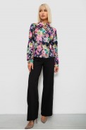 Блуза с цветочным принтом, цвет синий, 230R226 - фото № 1