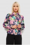 Блуза с цветочным принтом, цвет синий, 230R226 - фото № 0
