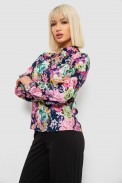 Блуза с цветочным принтом, цвет синий, 230R226 - фото № 2
