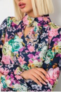 Блуза с цветочным принтом, цвет синий, 230R226 - фото № 4