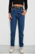Джинси жіночі однотонні MOM, колір синій, 244R001115 - фото № 0