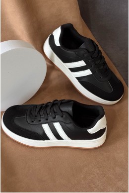 Кросівки жіночі екошкіра, колір чорно-білий, 248RJH700