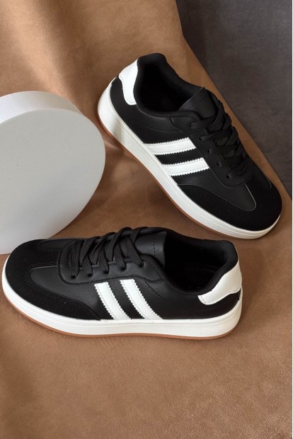 Кросівки жіночі екошкіра, колір чорно-білий, 248RJH700