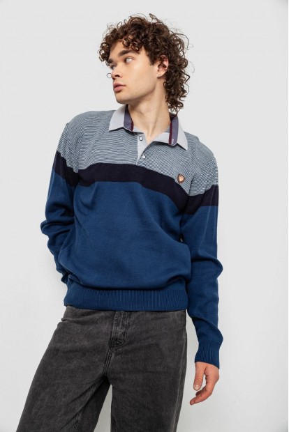 Светр-обманка чоловічий, колір синьо-сірий, 161R913