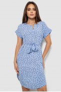 Платье женское однотонное в горошек, цвет голубой, 257R120 - фото № 0