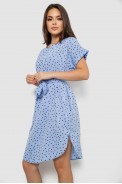Платье женское однотонное в горошек, цвет голубой, 257R120 - фото № 2