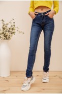 Приталенные женские джинсы темно-синего цвета 129R605 - фото № 0