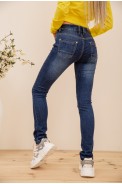 Приталенные женские джинсы темно-синего цвета 129R605 - фото № 3