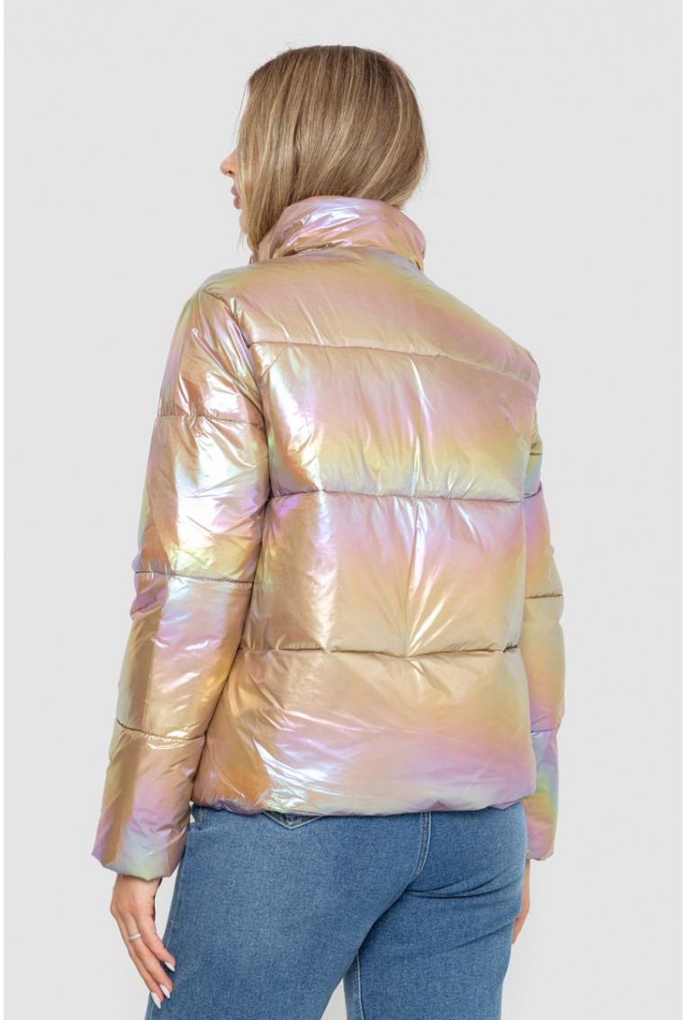 Куртка женская демисезонная плащевка, цвет бежево-сиреневый