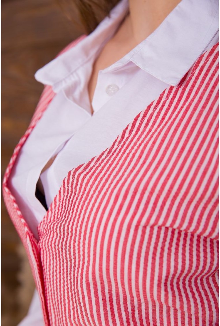 Купити Жіноча сорочка, з декором в біло-червону смужку, 119R320 - Фото №5