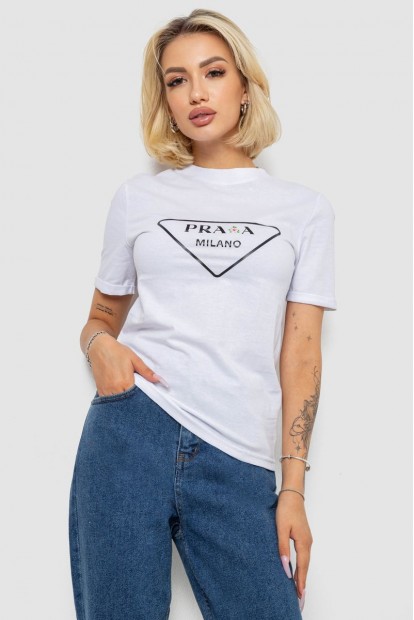 Футболка женская с принтом  -уценка, цвет белый, 238R57485-U-4