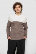 Свитер мужской двухцветный, цвет молочно-коричневый, 161R1205 - фото № 0