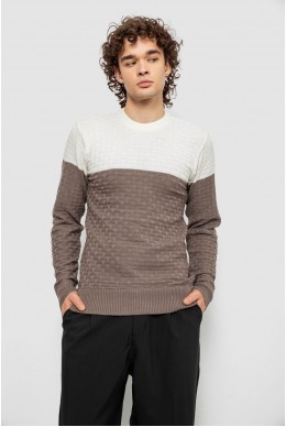 Светр чоловічий двокольоровий, колір молочно-коричневий, 161R1205