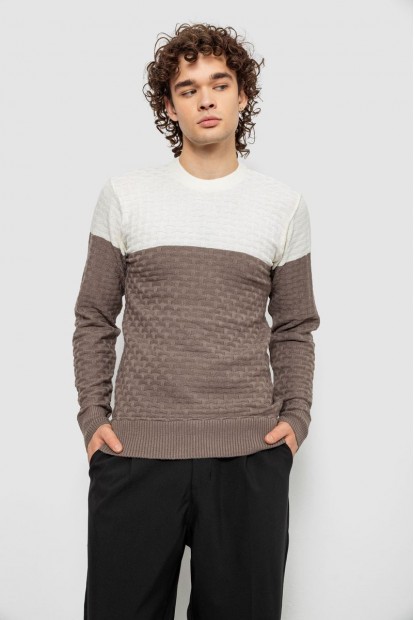 Светр чоловічий двокольоровий, колір молочно-коричневий, 161R1205