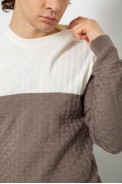 Свитер мужской двухцветный, цвет молочно-коричневый, 161R1205 - фото № 4