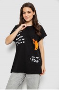 Футболка жіноча з принтом, колір чорний, 244R3002 оптом - фото № 0
