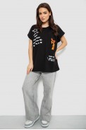 Футболка жіноча з принтом, колір чорний, 244R3002 оптом - фото № 1