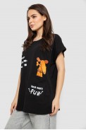 Футболка жіноча з принтом, колір чорний, 244R3002 оптом - фото № 2