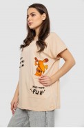 Футболка жіноча з принтом, колір світло-бежевий, 244R3002 оптом - фото № 2