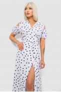 Сукня жіноча на запах у горошок софт, колір білий, 257R358 - фото № 1