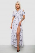 Сукня жіноча на запах у горошок софт, колір білий, 257R358 - фото № 0