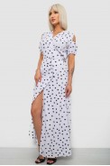 Сукня жіноча на запах у горошок софт, колір білий, 257R358 - фото № 2