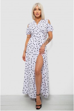 Платье женское на запах в горошек софт, цвет белый, 257R358