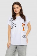 Футболка жіноча з принтом, колір білий, 244R3002 оптом - фото № 0