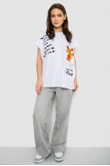 Футболка жіноча з принтом, колір білий, 244R3002 оптом - фото № 1