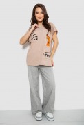 Футболка жіноча з принтом, колір бежевий, 244R3002 оптом - фото № 1