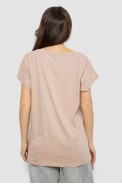 Футболка жіноча з принтом, колір бежевий, 244R3002 оптом - фото № 3